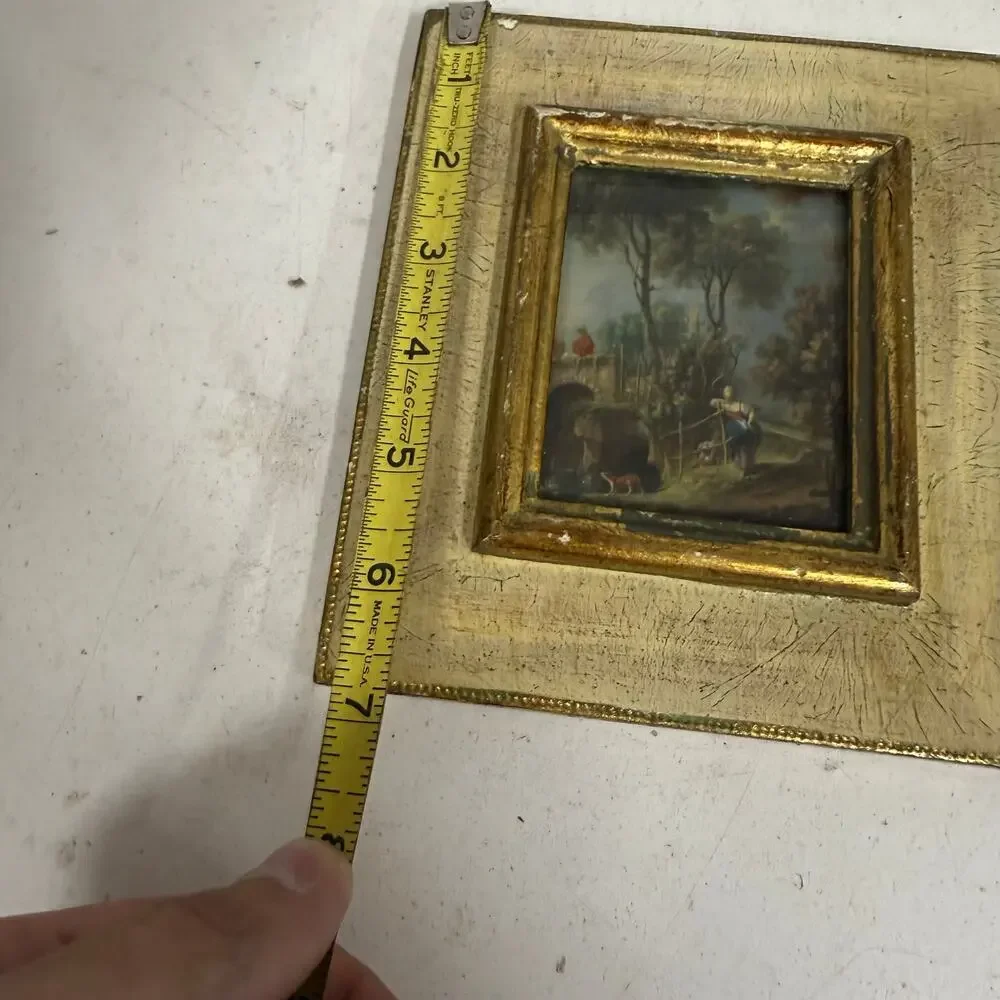 VTG Gold Gilt Florentine Framed Art Print Francois Boucher “The Bridge” Italy